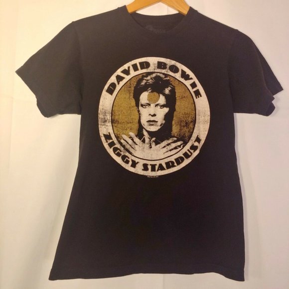 David Bowie Mens Medium Ziggy Stardust Black T Shirt Mick Rock Music 2012 EUC - Picture 1 of 5